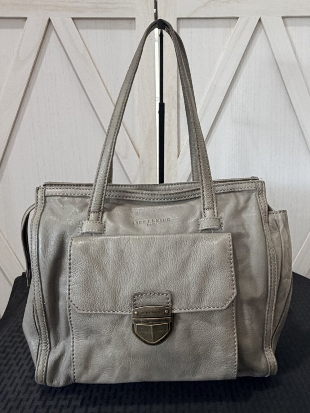 Liebeskind Berlin Gray Leather Satchel Tote Shoulder Bag